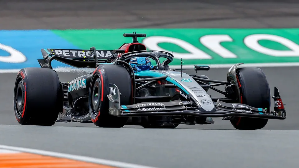 Formula 1 Mercedes car on track - repair for Canadian GP qualifying article