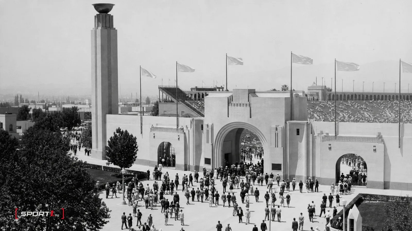 Лос Анджелис и олимпийското наследство от 1932 година — редакционен AI колаж