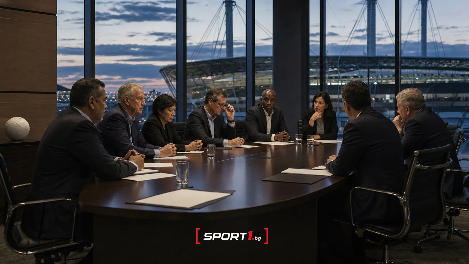Консултации за FIFA Forward Enterprise и бъдещето на световния футбол — редакционен AI колаж