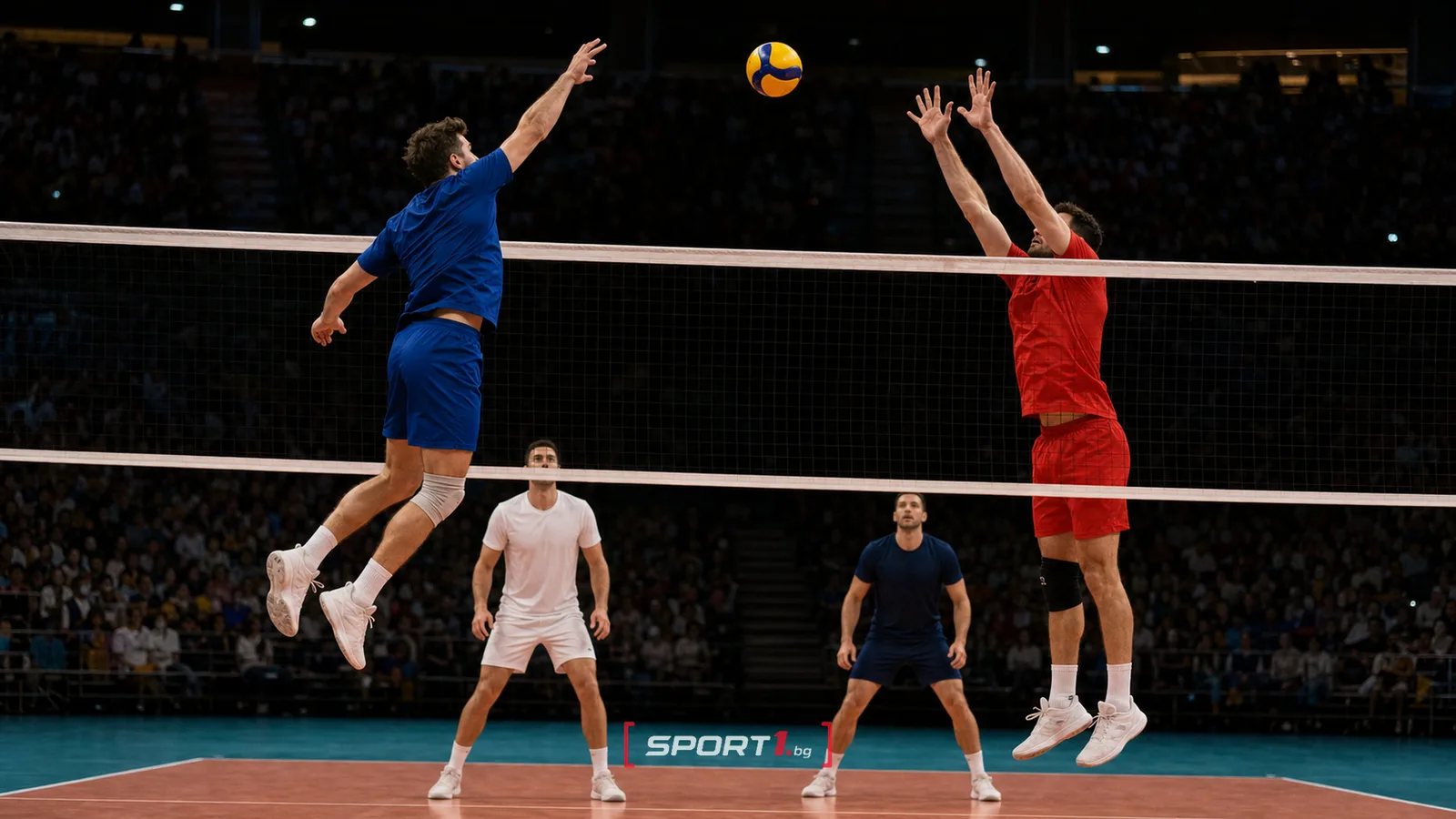 Словения, Полша, Япония и САЩ преди полуфиналите на VNL 2026 — редакционен AI колаж