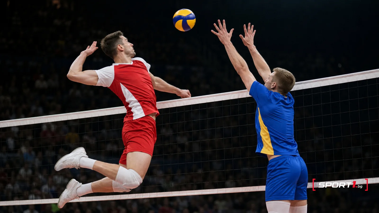 Полша срещу Украйна във VNL 2026 — редакционен AI колаж