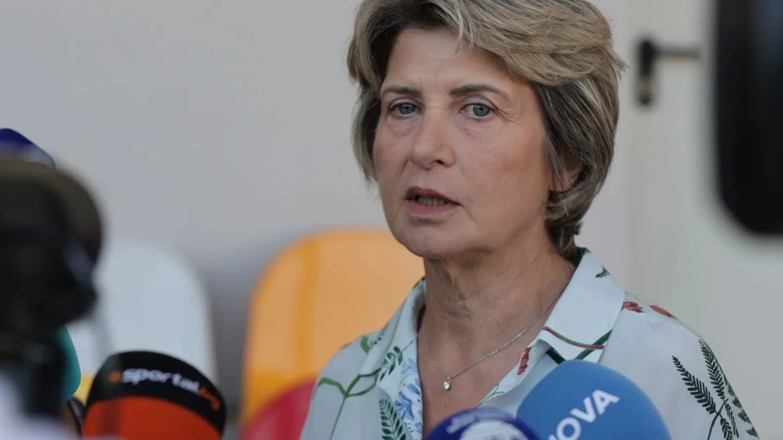 Весела Лечева говори пред медиите по актуални теми от дейността на Българския олимпийски комитет