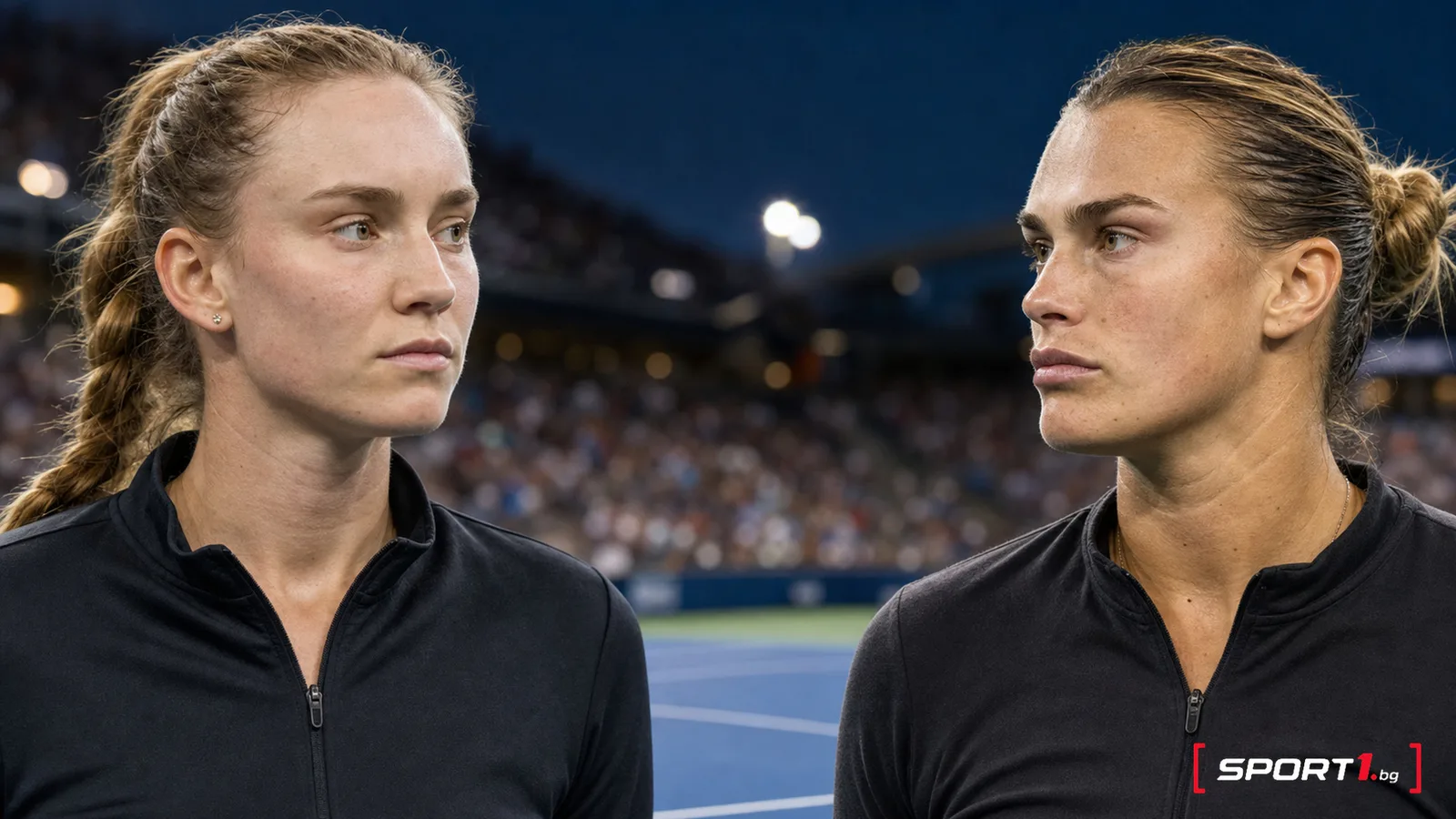 Елена Рибакина и Арина Сабаленка в битката за първото място в WTA преди турнира в Торонто — редакционен AI колаж